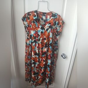 SHEIN Orange Blue V-Neck Sundress Size Large